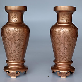 Mua Đôi lọ hoa bằng đồng đỏ vân rồng cao 31cm
