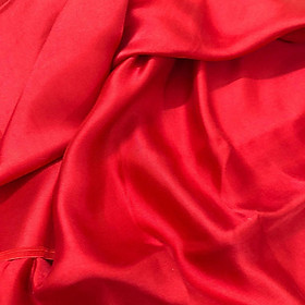 Vải Lụa Tơ Tằm satin màu đỏ may áo dài, dệt thủ công, khổ rộng 90cm, mềm mượt & thoáng mát