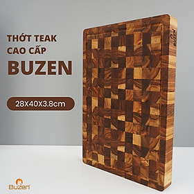 Mua Thớt Gỗ Teak BUZEN Cao Cấp - Mẫu Đầu Cây Chữ Nhật 28x40cm dày 3.8cm