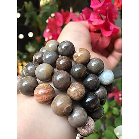 Vòng Gỗ Hóa Thạch Màu Vân Tự Nhiên Bóng Đẹp Nam Đeo size 13mm Màu Trắng Nâu Sáng Bóng Vàng Nhẹ Nam đeo vào tay đẹp sang tốt rẻ nữa ạ