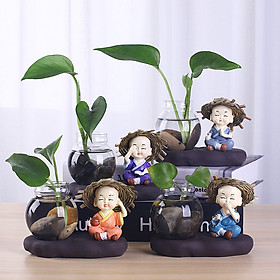 BỘ TƯỢNG BỐN ÔNG AN LẠC - KÈM LỌ HOA ĐỂ BÀN TRANG TRÍ