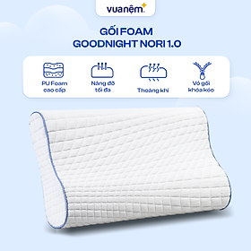 Mua ( Hàng mới ) Gối foam Goodnight Nori 1.0 lượn sóng  êm ái  nâng đỡ cổ vai gáy