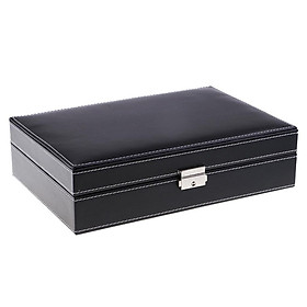 8 Slots Watch Box with Lock and Mirror Watch Display Storage Case Black