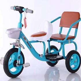 XE ĐẠP XÍCH LÔ 2 GHẾ YÊN DA  CÓ GIỎ ĐỒ - MÀU BÉ GÁI