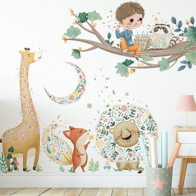 Mua Sticker Giấy Dán Tường Decal Dán tường Tranh Dán Tường Trang Trí Tường Mẫu Vườn Thú Của Bé ZDB-2177