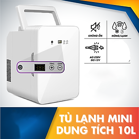 Mua Tủ lạnh mini 10L hiển thị nhiệt độ dùng cho gia đình và ô tô màu trắng có quai tiện lợi  Giao hàng toàn quốc