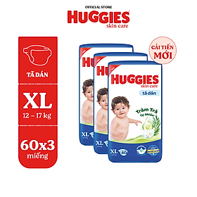 Combo 3 Tãbỉm dán Huggies Skincare Super Jumbo M763L68XL60XXL54 - size XL 60 miếng