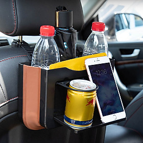 Túi để đồ đa năng gắn ghế sau xe hơi, có thể xếp gọn, chống nước, với chỗ để ly cốc và điện thoại tiện dụng