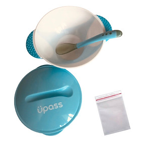Bát ăn dặm kèm thìa báo nóng Upass Thái Lan + tặng 3 zipper 11x16cm