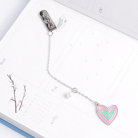 Bookmark kim loại mặt dây chuyền đính ngọc trai sáng tạo - Trái tim