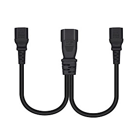 Power Cord 3*0.75mm 2 Short with Grooves Cable Cord Replacement Y Type Splitter Male to Female Universal 0.3 Meters for Computer Outdoor