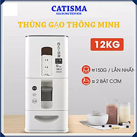 Mua Thùng đựng gạo  đồ khô thông minh lấy gạo tự động  Nhật Bản chất liệu nhựa ABS có zoăng silicon chống ẩm mốc  12Kg