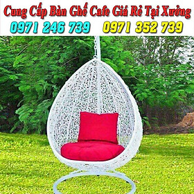 Mua Xích đu nhựa giả mây hình tổ chim (nệm+gối)