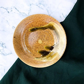 15cm dĩa màu nâu chấm hạt tiêu gốm sứ Nhật SVG4678