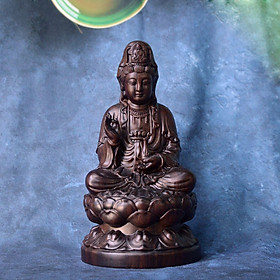 Tượng Phật Quan Âm Bồ Tát tọa lạc đài sen bằng gỗ cẩm -C20