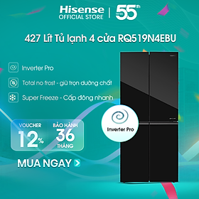 Mua Tủ lạnh Hisense Inverter Pro 4 Cửa RQ519N4EBU 427 Lít tiết kiệm điện  bảo hành 3 năm - HÀNG CHÍNH HÃNG