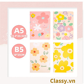 Sổ tay bìa mềm đóng gáy họa tiết hoa vintage kích thước A5 hoặc B5, 64 trang PK1790 Classy Floral