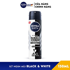 Xịt Ngăn Mùi NIVEA MEN Black&White Ngăn Vệt Ố Vàng Vượt Trội - Hương Nhẹ Nhàng (150 Ml) - 82241
