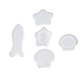 5 Pieces Silicone Pendant DIY Molds For Resin Jewelry Making Mirrors/Fish