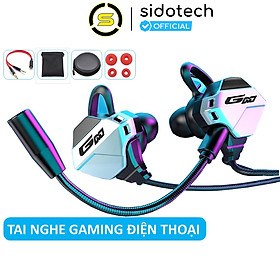 Tai nghe gaming có mic cho điện thoại SIDOTECH G-Pro chuyên chơi game PUBG mobile  FF  ROS  Tốc chiến micro kép chống ồn nâng cấp nghe rõ tiếng bước chân, đi kèm 