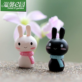 Mua Phụ kiện cặp tiểu cảnh thỏ quàng khăn trang trí terrarium  sen đá  xương rồng  cây cảnh