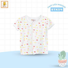 Áo sơ sinh tay ngắn hoạ tiết cài thẳng cho bé