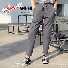 Quần baggy nam Amazing, chất liệu kaki, lưng thun có giây rút, form ôm Unisex, tôn dáng đẹp, trẻ trung - Xám đậm-0172 - 32