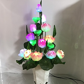 Mua Hoa Sen Trang Trí - Hoa Sen Giả Có Đèn Sáng Trang Trí Loại Lớn 80cm- Hoa Có Điện