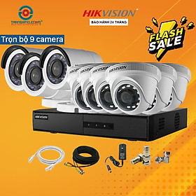 Trọn Bộ 9 Camera Đầy Đủ Phụ Kiện Hikvision 2.0MP Full HD - Hàng Chính Hãng