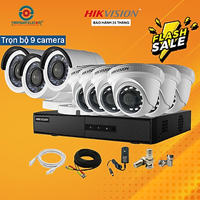 Mua Trọn Bộ 9 Camera Đầy Đủ Phụ Kiện Hikvision 2.0MP Full HD - Hàng Chính Hãng