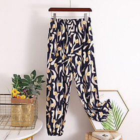 Quần dài nữ bo gấu chất liệu vải lanh thoải mái, thoáng mát, nhiều họa tiết, freesize từ 45 đến 75 kg