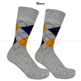Tất vớ nam công sở đi giày tây cổ cao GOMTAT mẫu quả trám, chất liệu cotton cao cấp hút ẩm thoáng khí - GOM-QUATRAM-1DOI - 1 ĐÔI XÁM
