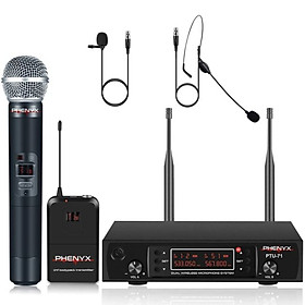Mua Micrô không dây kép chính hãng Phenyx Pro PTU-71B với 2x200 kênh (530 - 580MHz)