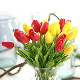 Hoa giả, bó hoa Tulip silicon tinh tế trang trí phòng ngủ, phòng khách hiện đại TL-10