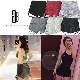 Quần short đùi nữ cạp lưng cao rút dây tập gym yoga chất đẹp,ôm nâng mông tôn dáng nhiều màu