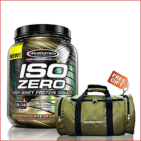 Sữa Tăng Cơ MuscleTech Iso Zero 4lbs (1.8kg) – Protein tinh khiết hấp thụ nhanh – Hỗ trợ phục hồi, phát triển cơ bắp cho người chơi thể hình và thể thao - Hương Chocolate – Hàng chính hãng - tặng miễn phí túi Gym cao cấp