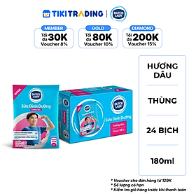 Thùng 24 Bịch Sữa Dinh Dưỡng Dutch Lady Hương Dâu 24x180ml