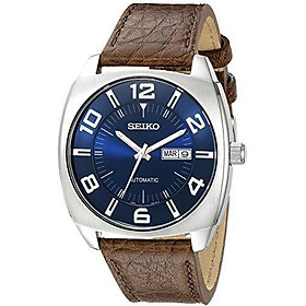 Seiko Men's SNKN37 Stainless Steel Automatic Self-Wind Watch with Brown Leather Band