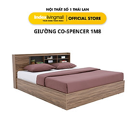 Giường Ngủ King Size 1m8 CO-SPENCER Màu Gỗ Nâu Đậm