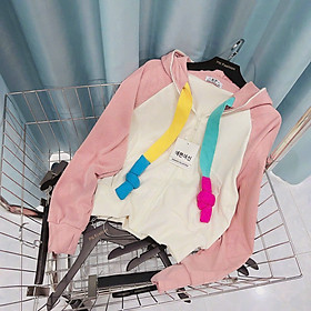 Hình ảnh Áo khoác chống nắng nữ len gân QC dây kéo cao nón to dây to tay xỏ ngón