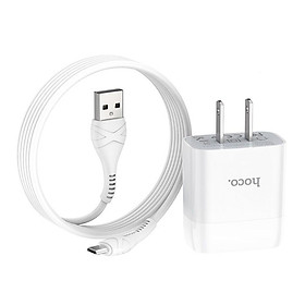 Bộ Củ Cáp Sạc Micro-USB Hoco C72 Cho Samsung, Xiaomi, Oppo,... Sạc Nhanh Tối Đa 2.1A - Hàng Chính Hãng