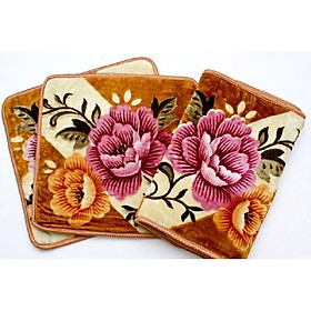 Bộ 2 TẤM THẢM NỆM LÓT 50X50CM HOA VĂN NHUNG CỰC SANG TRỌNG HỌA TIẾT NGẪU NHIÊN