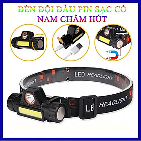 Đèn Pin Đội Đầu Nhỏ Gọn Pin Sạc Siêu Sáng Có Nam Châm Hút