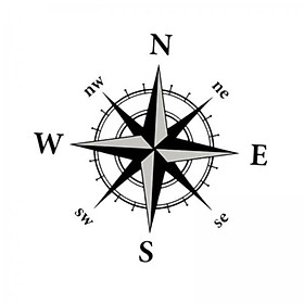 2xCar Sticker Waterproof Compass Decal Car  Stickers Black