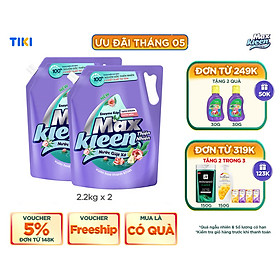 Combo 2 Túi Nước Giặt Xả MaxKleen Thiên Nhiên Hương Vườn Hoa Thanh Khiết 2.2kg
