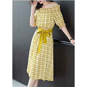 Đầm xòe dự tiệc trẻ vai cực xinh BY8100A