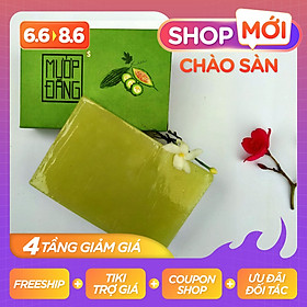 Xà bông Sinh Dược Mướp đắng, xà bông cục handmade 100gr, mẫu bao bì vẽ mộc, mùi tràm nhẹ, làm sạch diệt khuẩn hiệu quả, Mướp đắng theo YHCT có tính mát cho da