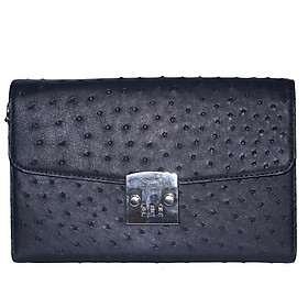 Túi cầm tay nữ Huy Hoàng da đà điểu màu đen HC6451