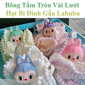 Mua Bông Tắm Tròn Vải Lưới Hạt Bi Đính Gấu Labubu Dễ Thương Tạo Bọt Có Dây Treo Tường