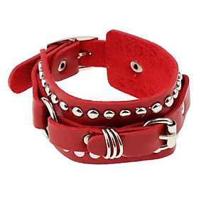 Punk Adjustable Leather Bracelet Wide Belt Cuff Bangle for Men Women